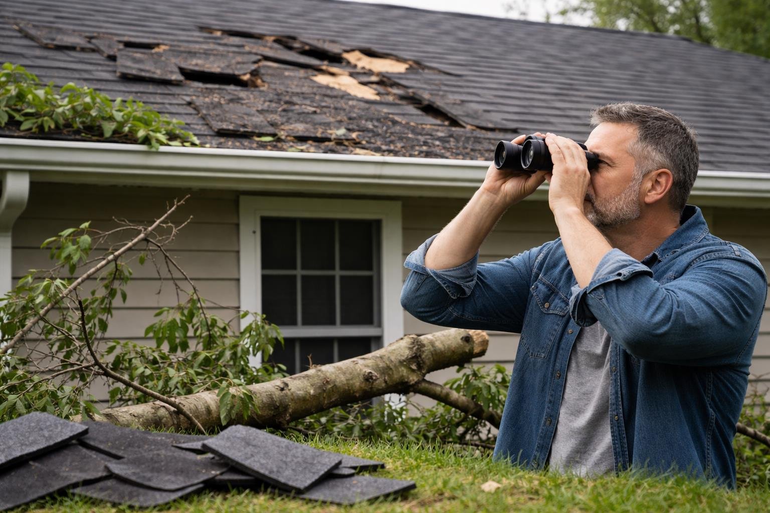 how to tell if your roof was damaged in the last storm without climbing a ladder