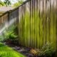 what causes green buildup around backyard fences near sprinkler zones